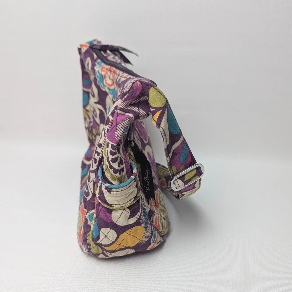 Vera Bradley Plum Crazy Quilted Cotton Crossbody Bag Purple Floral Adjustable